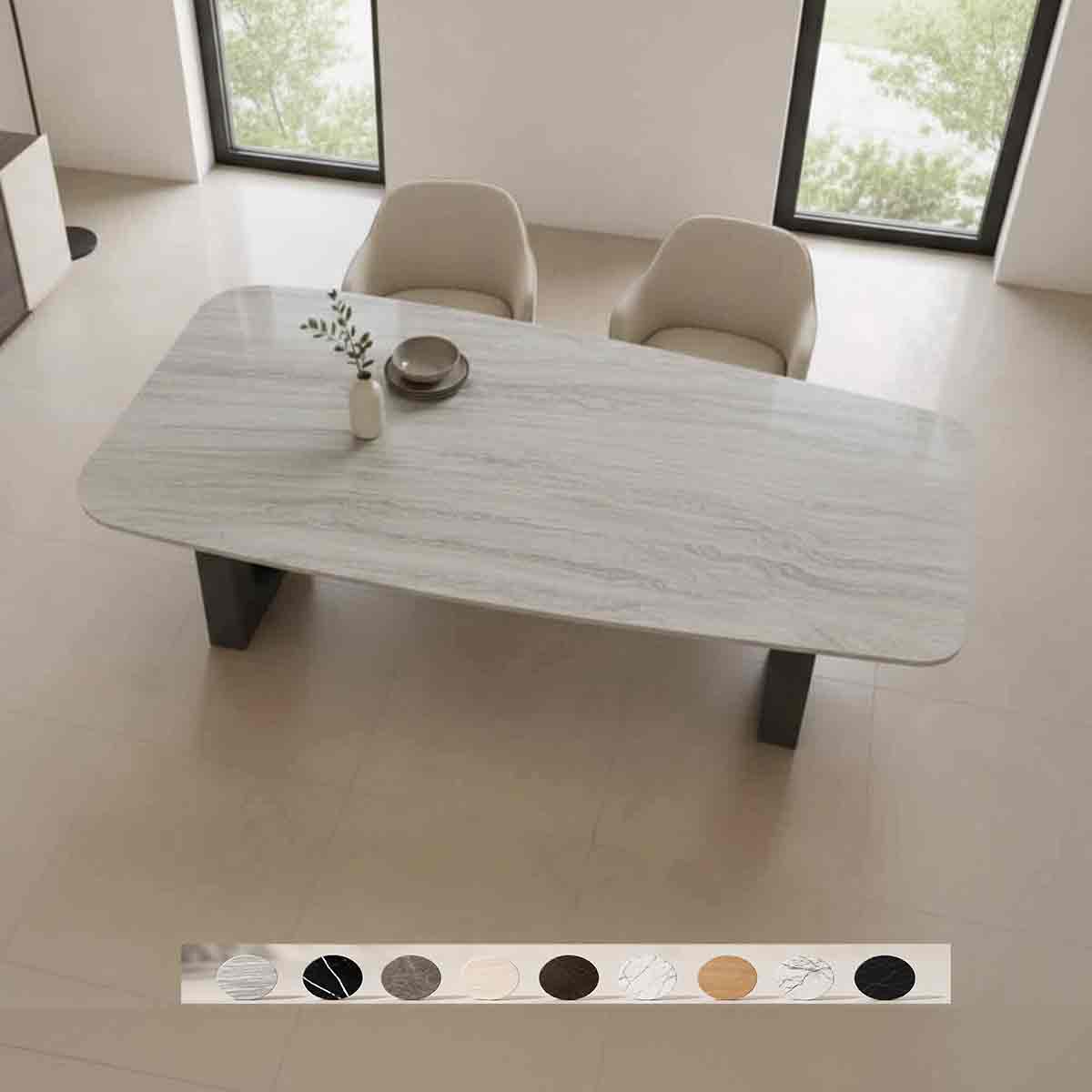 Esstisch mit organisch greundeten Konturen in Dekton Trvi online konfigurieren