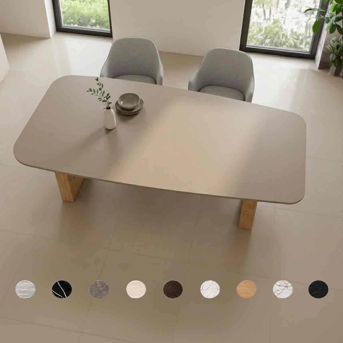 Esstisch Vela in ele´gant organischer form in uni beige braun vom Fachbetrieb mit über 20 Jahren kompetenz