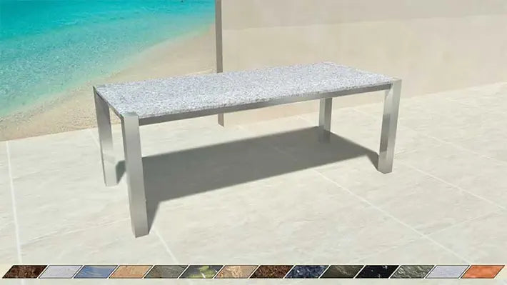 Wetterfester Gartentisch mit Granitplatte