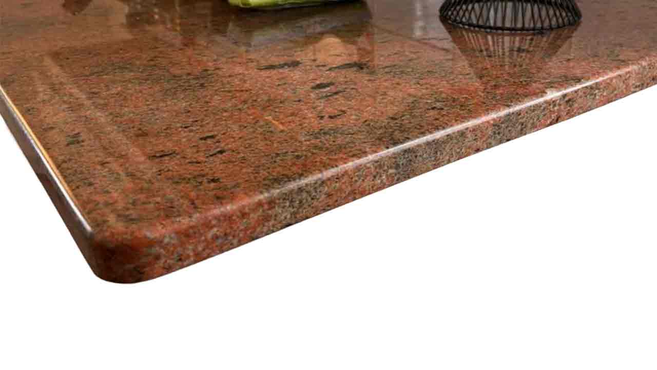 Detail  Esstisch Steinplatte Tischplatte mit 5 mm Kantenbearbeitung