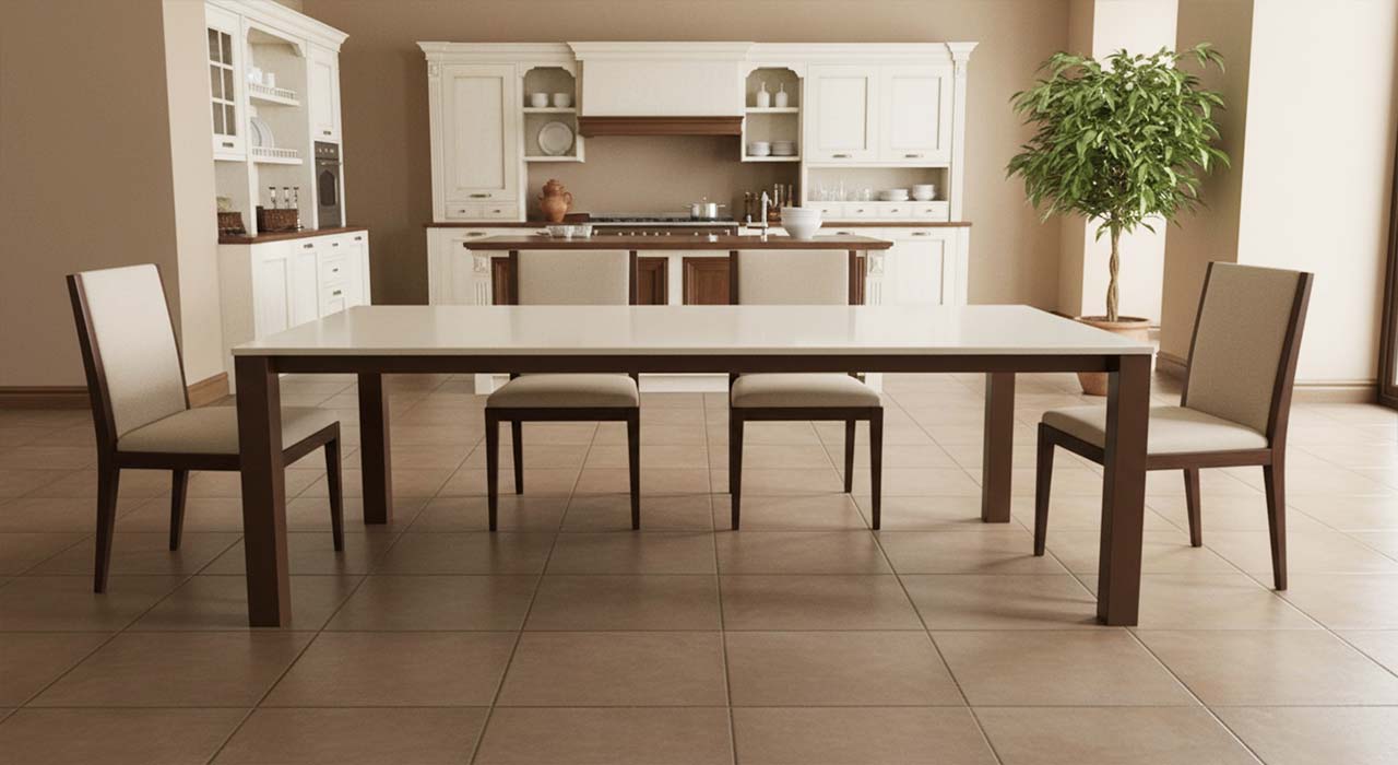 "Esstisch Caicos mit beiger Dekton Keramik Tischplatte online nach mass konfigurieren"