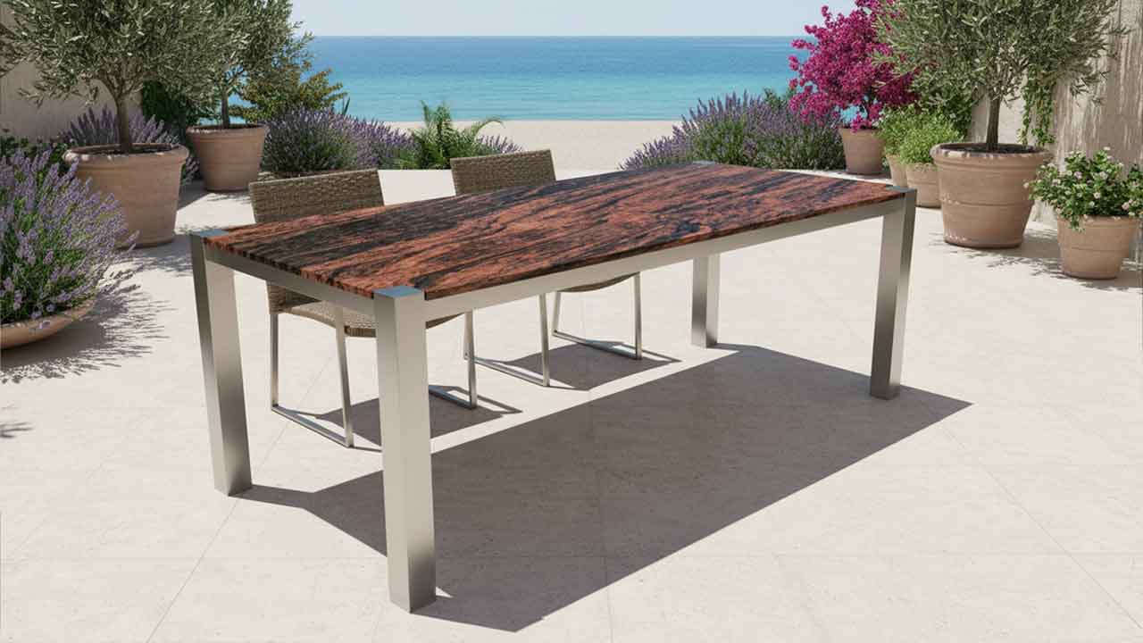 Gartentisch Aruba in modernem Design Wetterhart in 20 Farben mass ubd Farbe online konfigurierbar