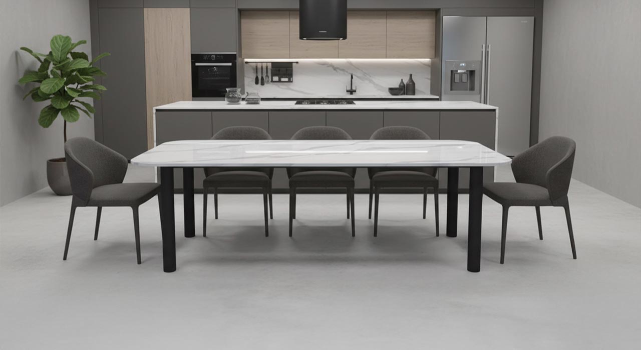 Essisch Keara tischgestell anthrazit mit heller Granitplatte