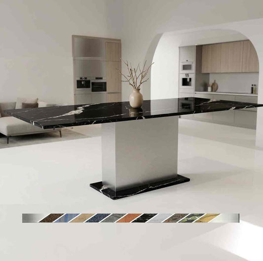 Esstisch Kitts Nero Marquina Marmor mit Säulenfuß online konfigurieren