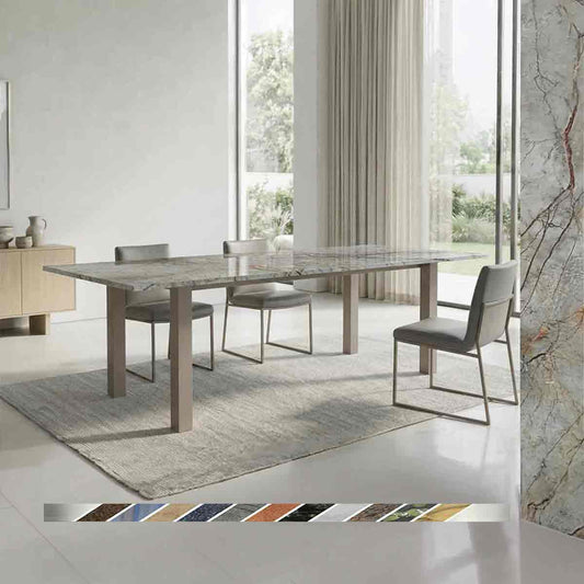 Esstisch Xenos aus Marmor Silver Roots mit grau-silberner Natursteinplatte bis 300 cm online konfigurieren