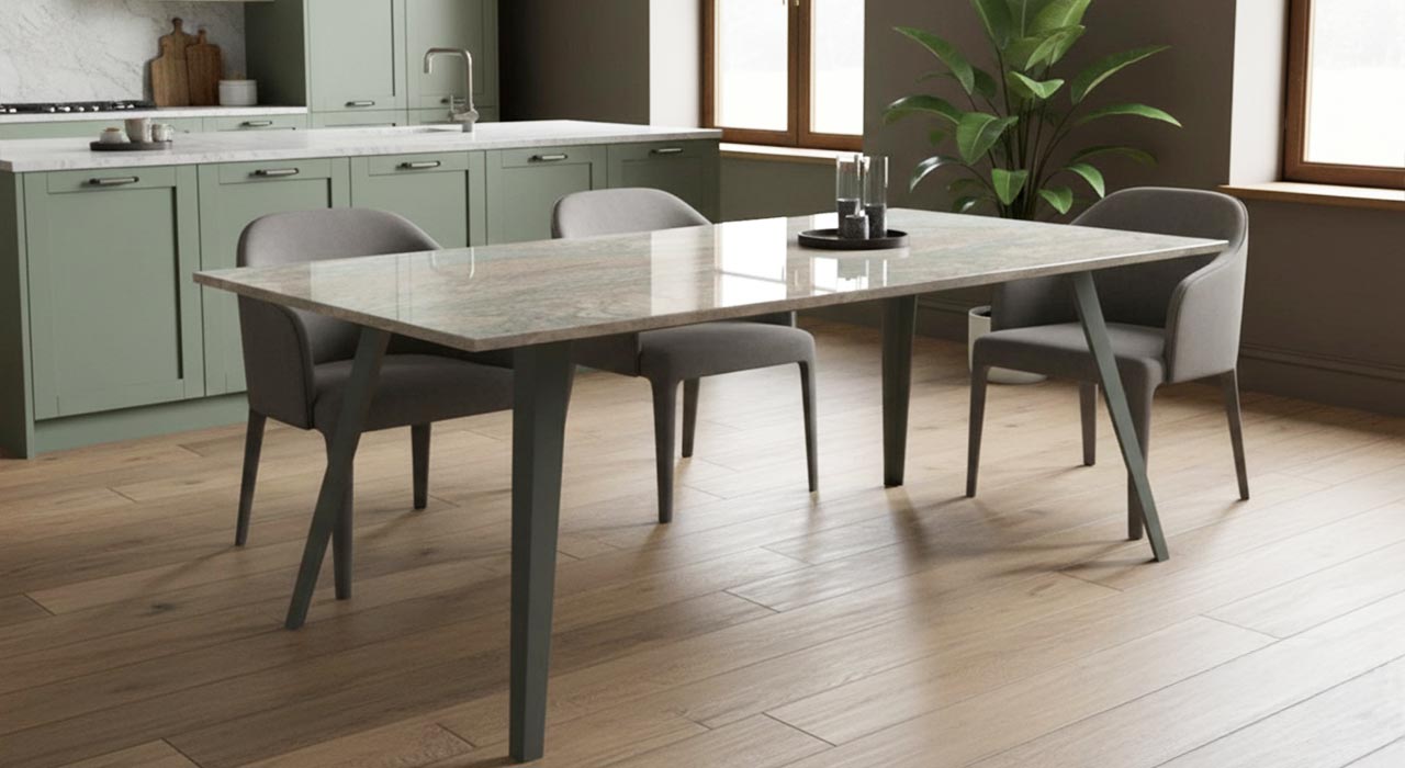 Esstisch Yara Tischgestell in Farbe nach Wunsch Auswahl 40 Materialien für Tischplatte online konfigurieren