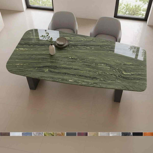 Exclusiver Esstisch Vela mit Grün changierender und Anthrazit Bänderung Verde Dorato online konfiguierern