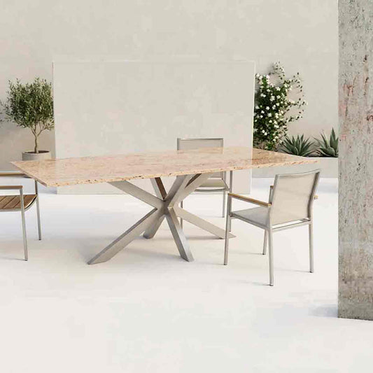 Gartentisch Lumu mi beiger Natursteinplatte Ivory cream