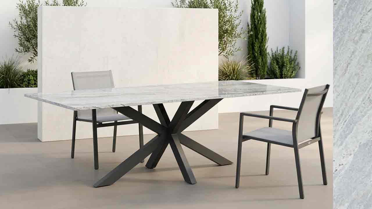 Gartentisch LUMU mit Sirius White Granitplatte