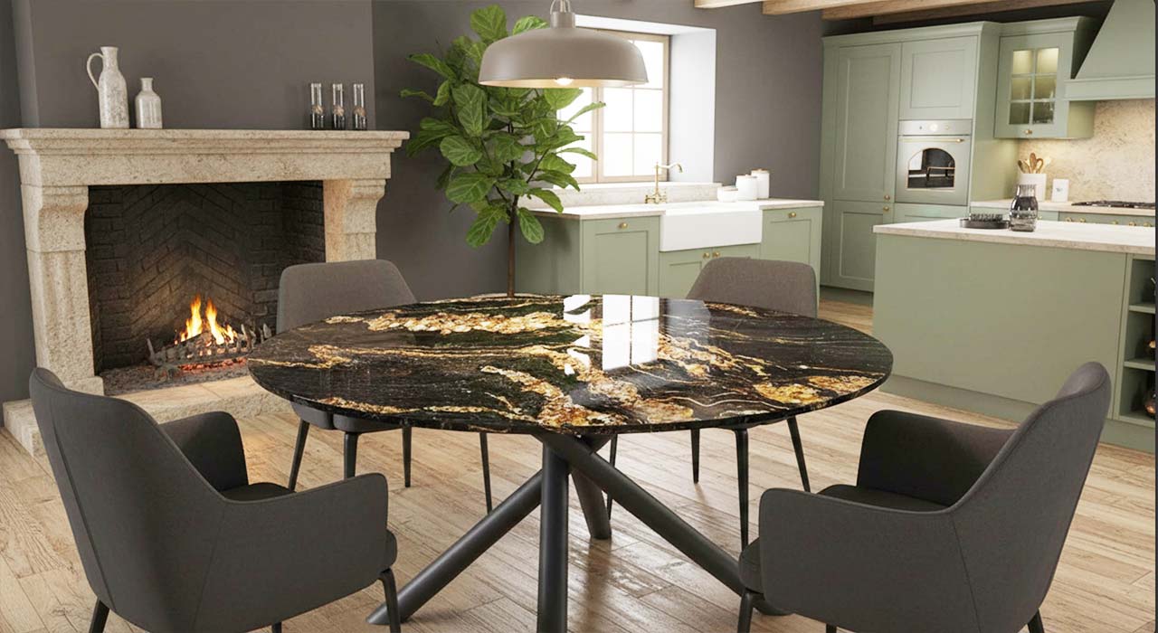 Runder Esstisch Mikado groß bis 8 Personen in Farbe nach Wunsch 40 Tischplatten zur Auswahl Preise online