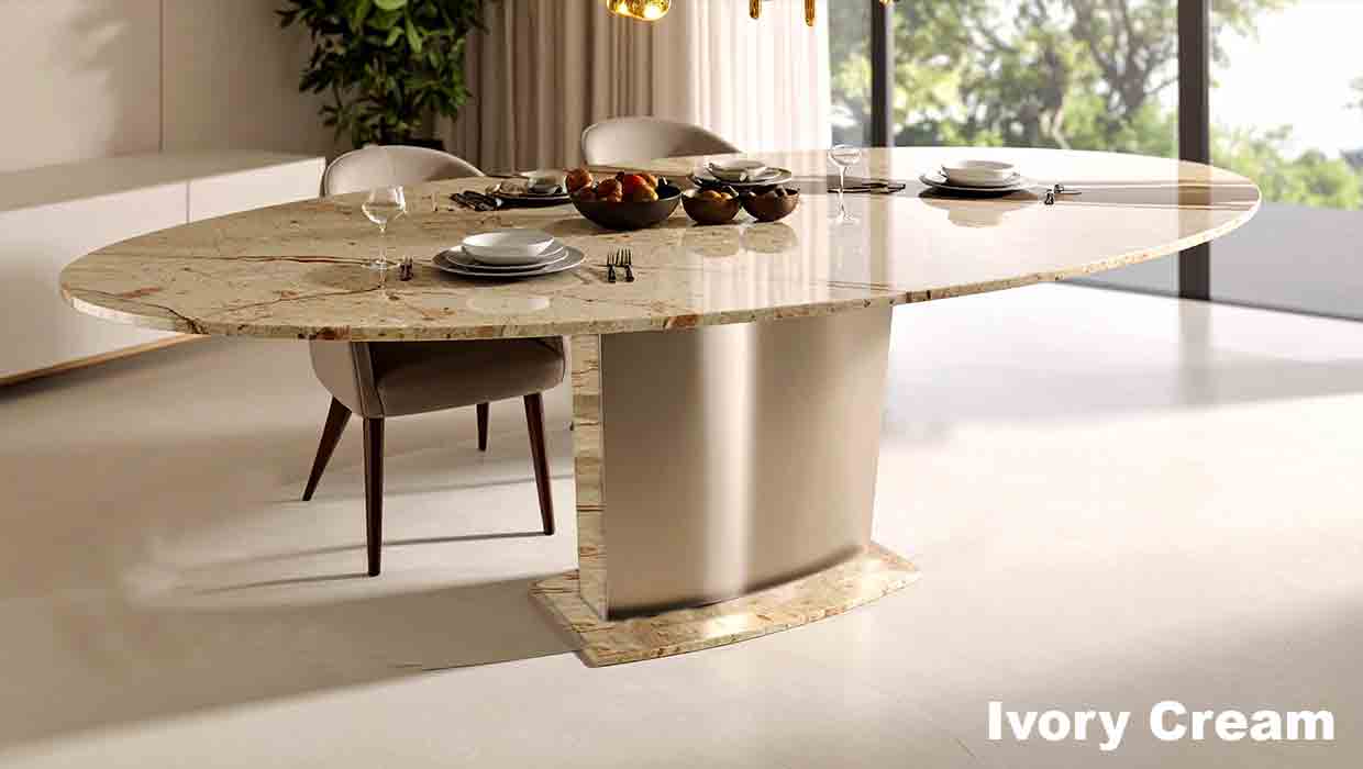 Ovaler Esstisch ovalis mit Ivory Cream nach Mass online konfigureren