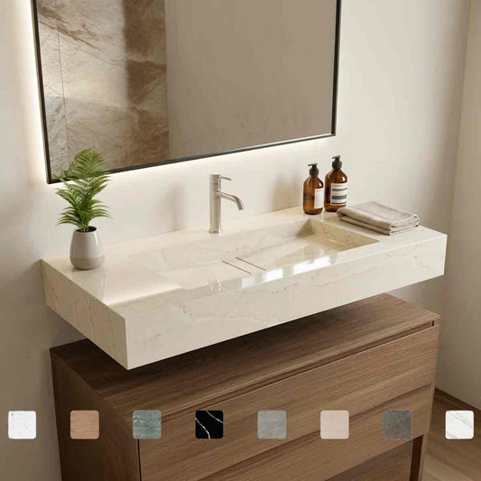 Design-Waschtisch Reflection Calacatta Tova aus Silestone antibakteriell online konfigurieren