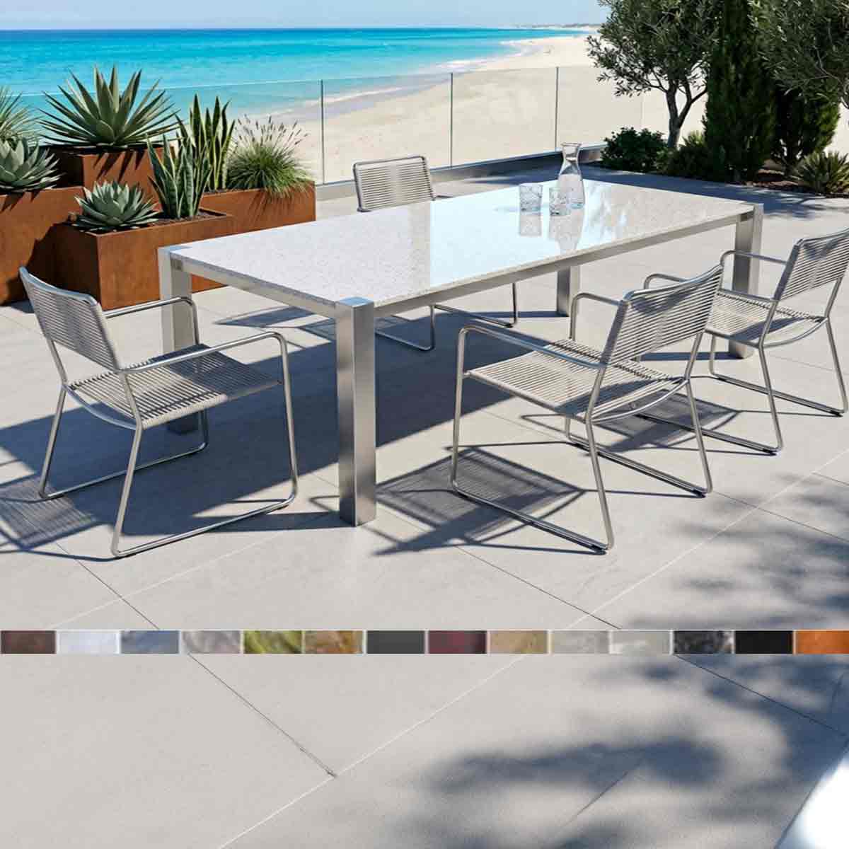 Wetterfester Gartentisch mit Granitplatte  | modell Aruba