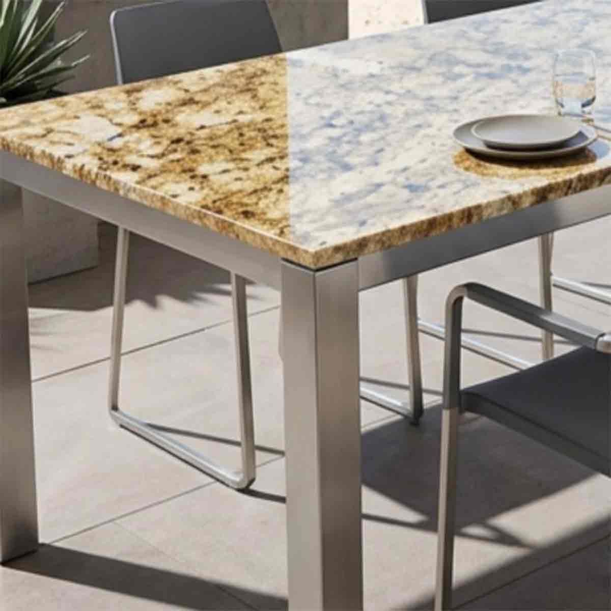 Gartentisch mit Steinplatte Wetterhart & Pflegeleicht mit Granit  | Modell Caicos
