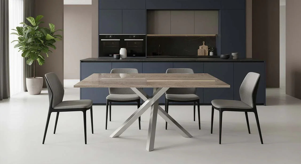 esstisch Quadro mit beiger Granitplatte inIvory cream tischgestell edelstahl online konfigurieren