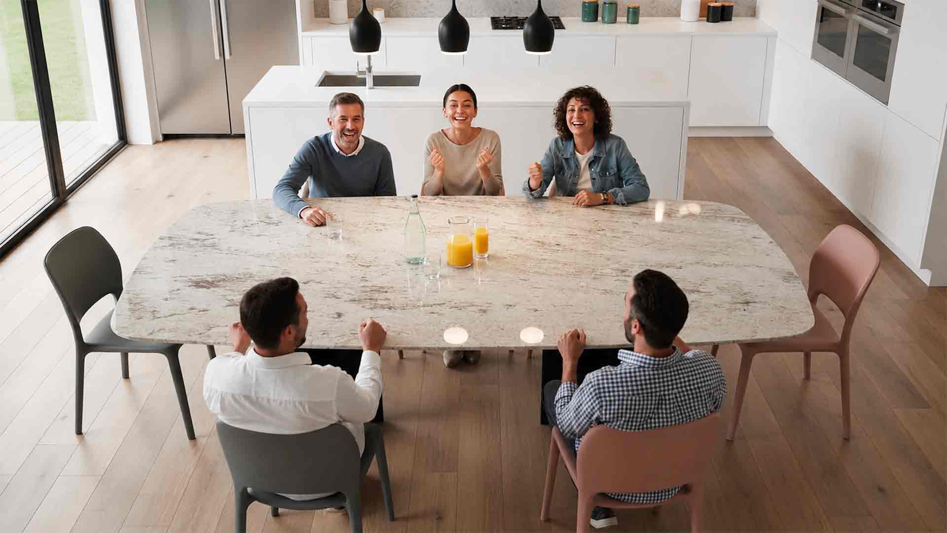 Esstisch mitz bester Steinplatte aus Granit Marmor Keramik & Silestone online konfigurieren