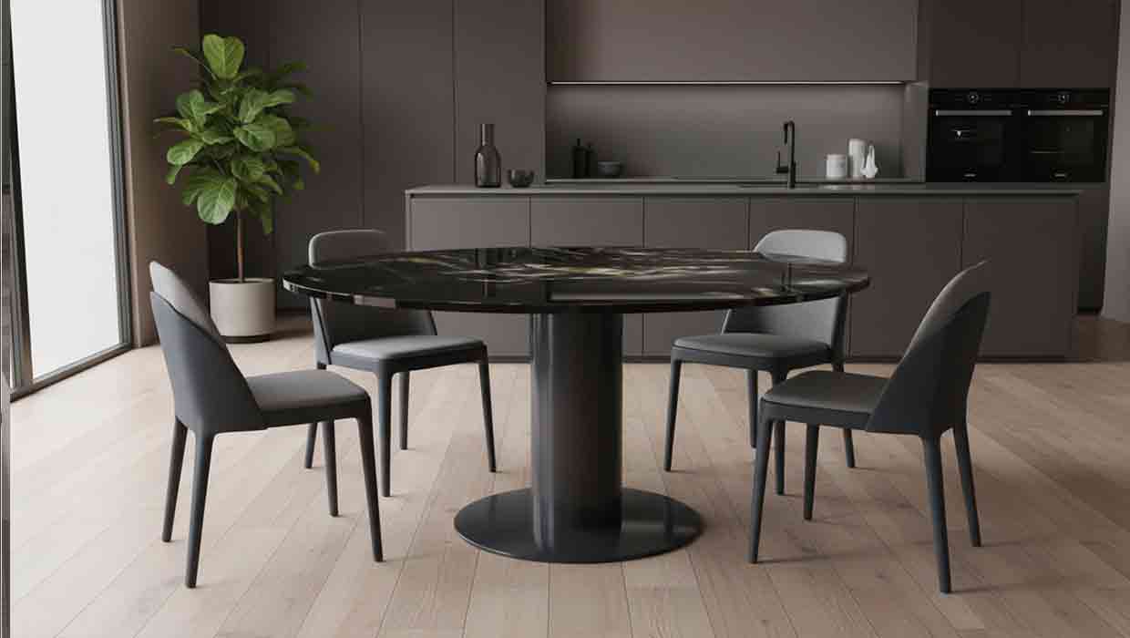 runder Esstisch Cicum mit Tischplatte aus belvedere Granit